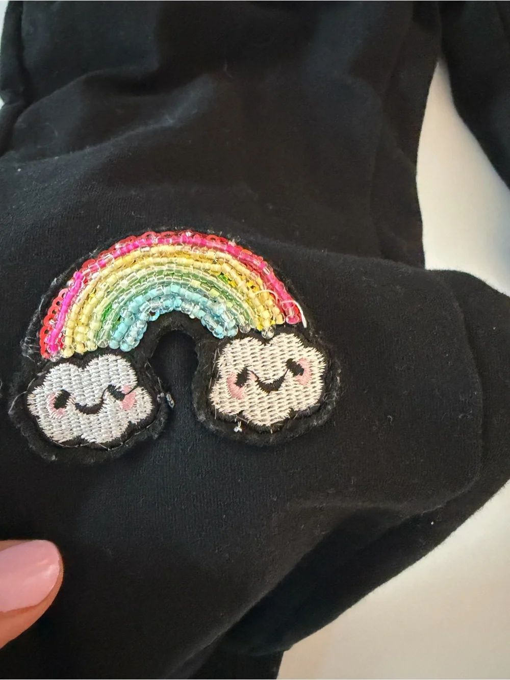 Lola + The Boys Black Joggers with Rainbow Knee Patches - Play condition